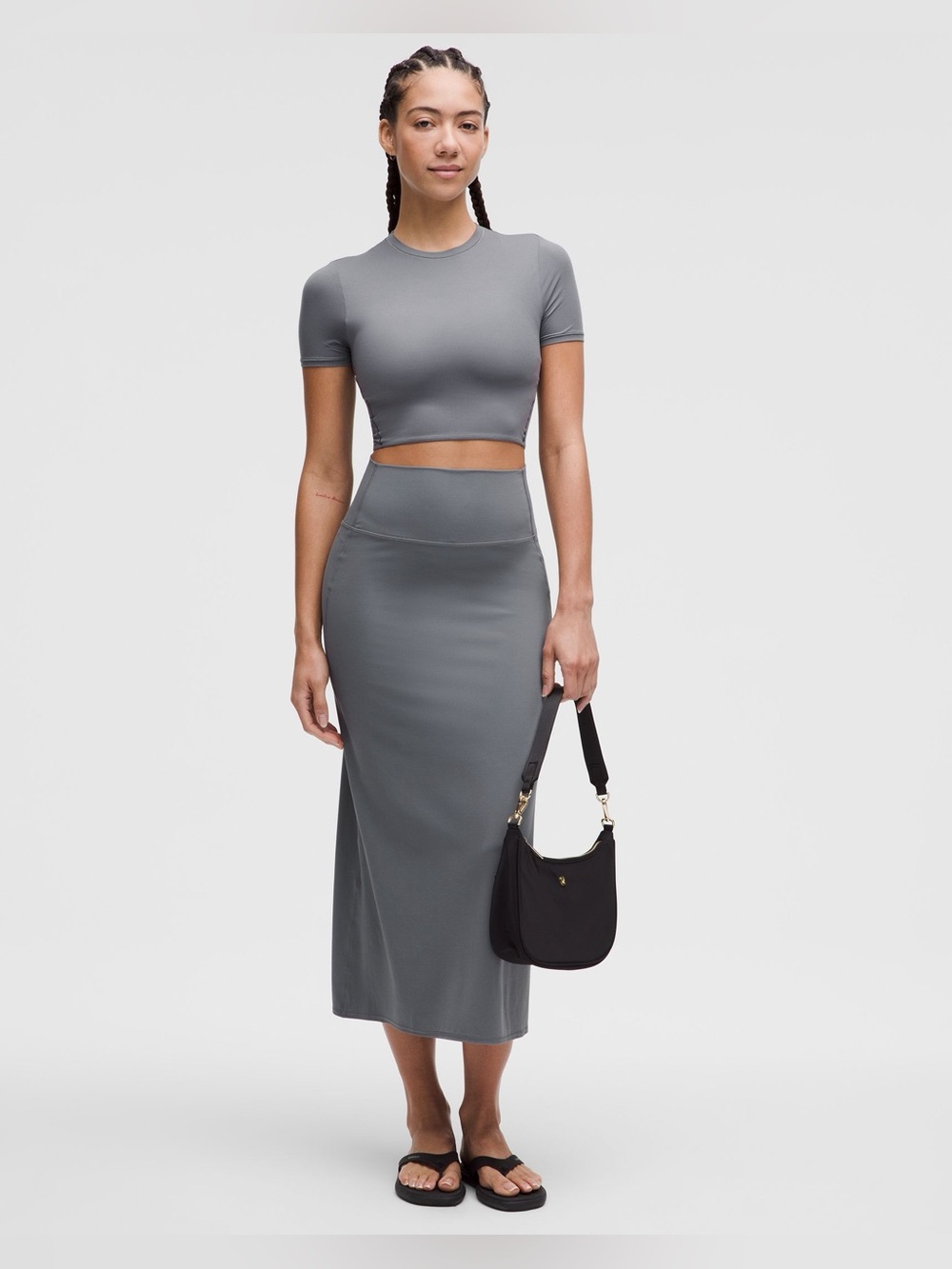 NWT Lululemon Nulu Slim-Fit High-Rise Maxi Skirt - Solar Grey, Size XS